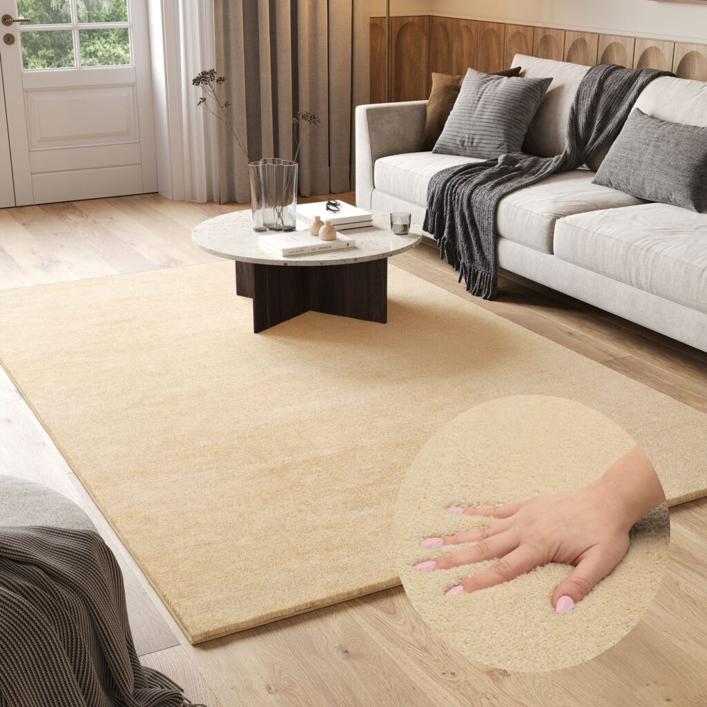Area Rug Cuddle Anti-slip Beige Shaggy