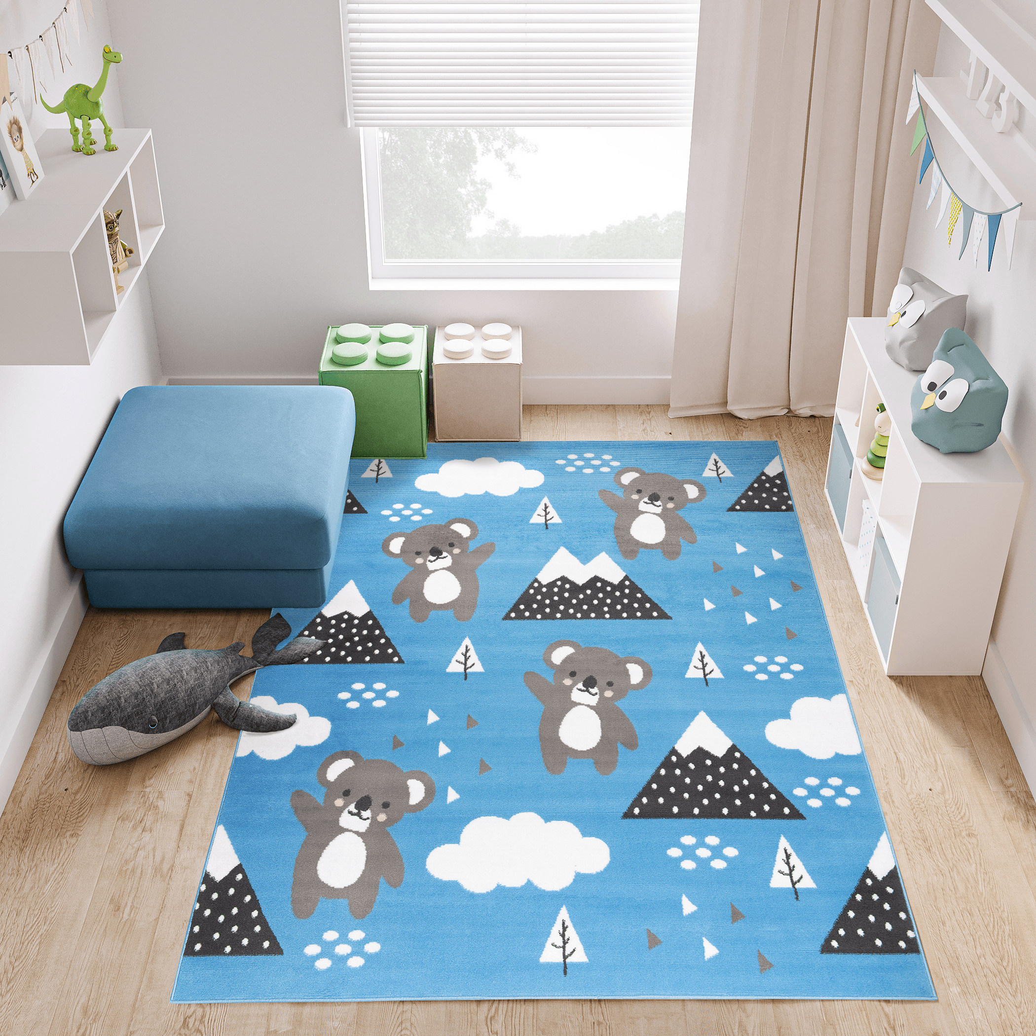 Area Rug Jolly Play Mat Blue Grey Koala Bear