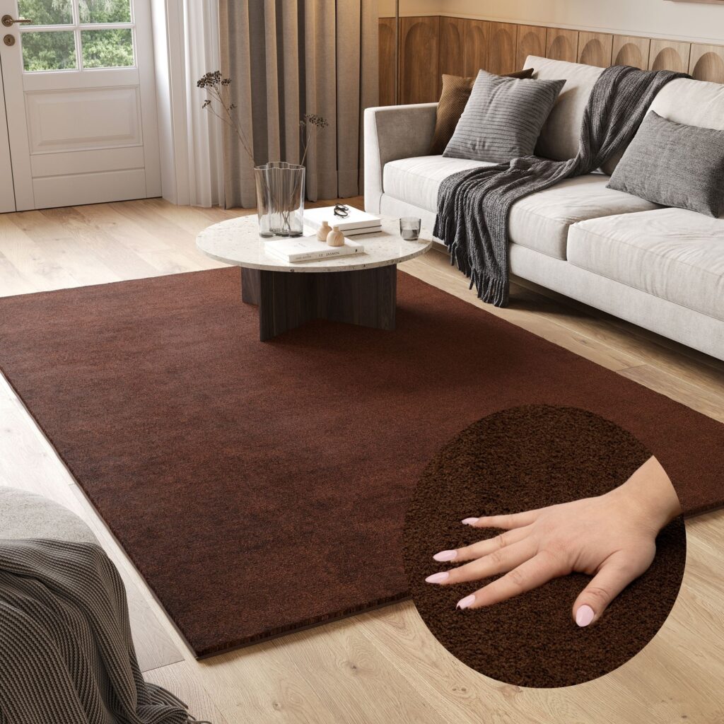Area Rug Cuddle Anti-slip Brown Shaggy