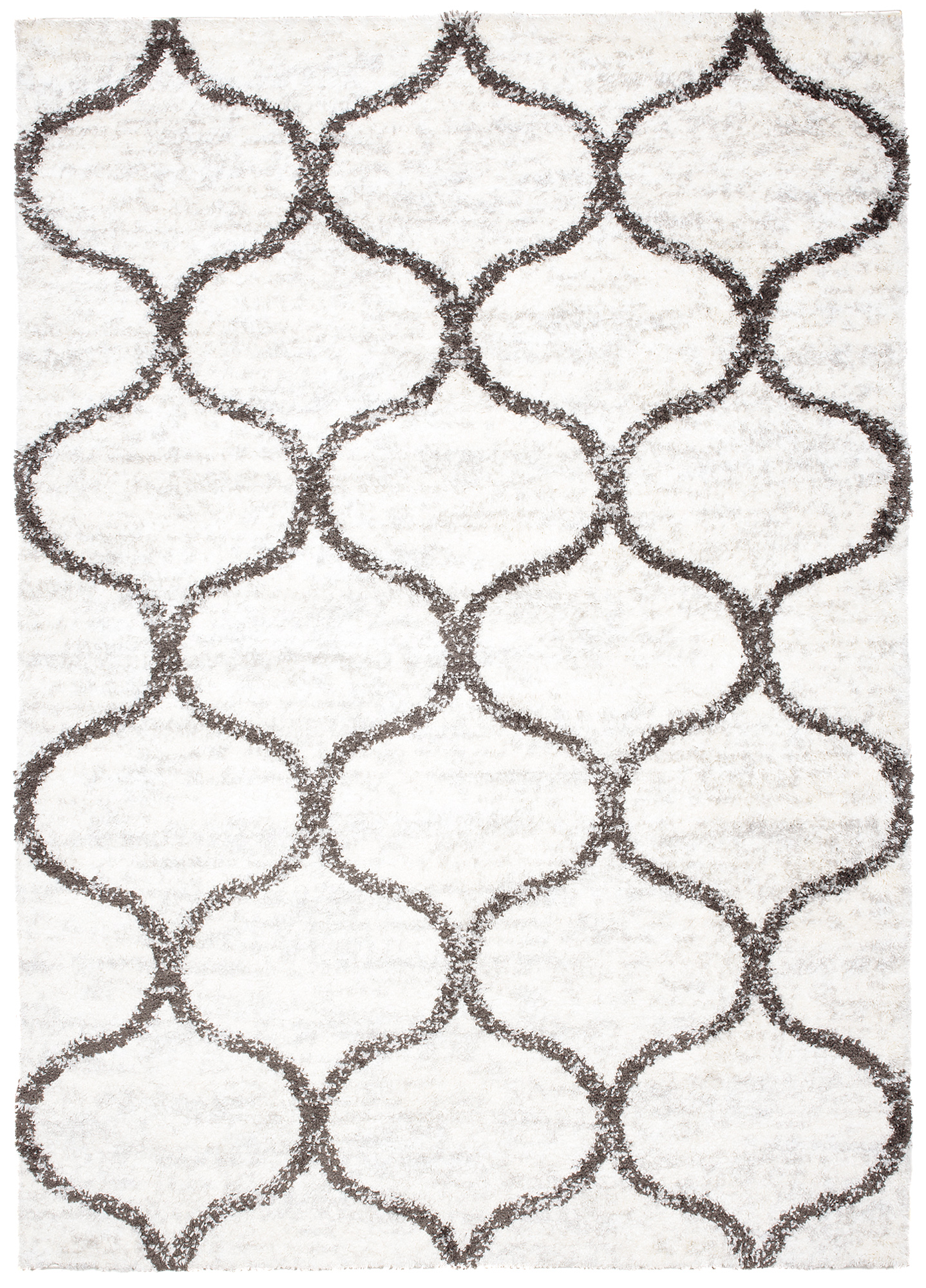 Area Rug Modena Shaggy Anthracite Cream Trellis