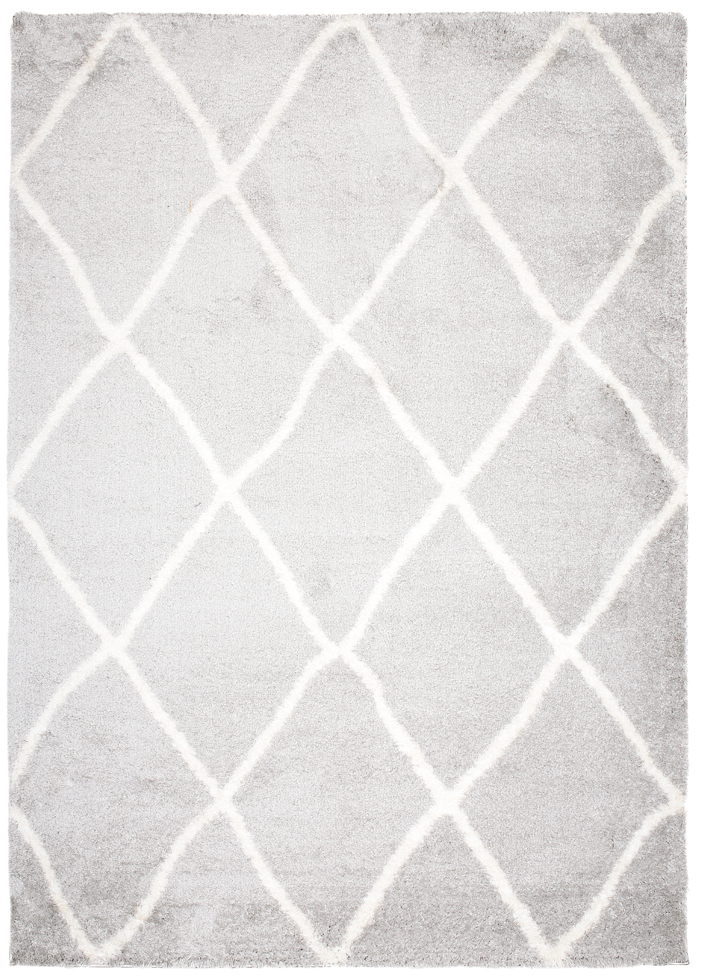 Area Rug Modena Shaggy Grey White Diamond