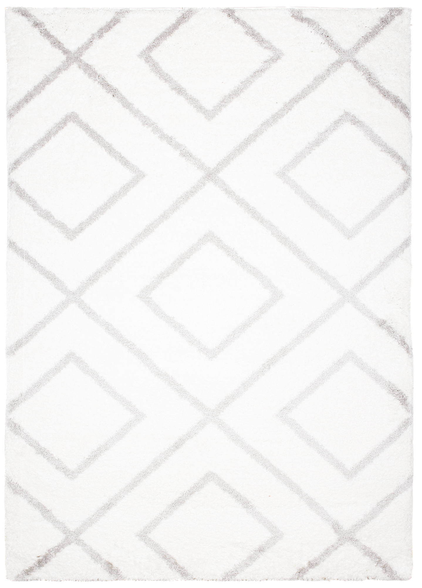 Area Rug Modena Shaggy Cream Grey Diamond