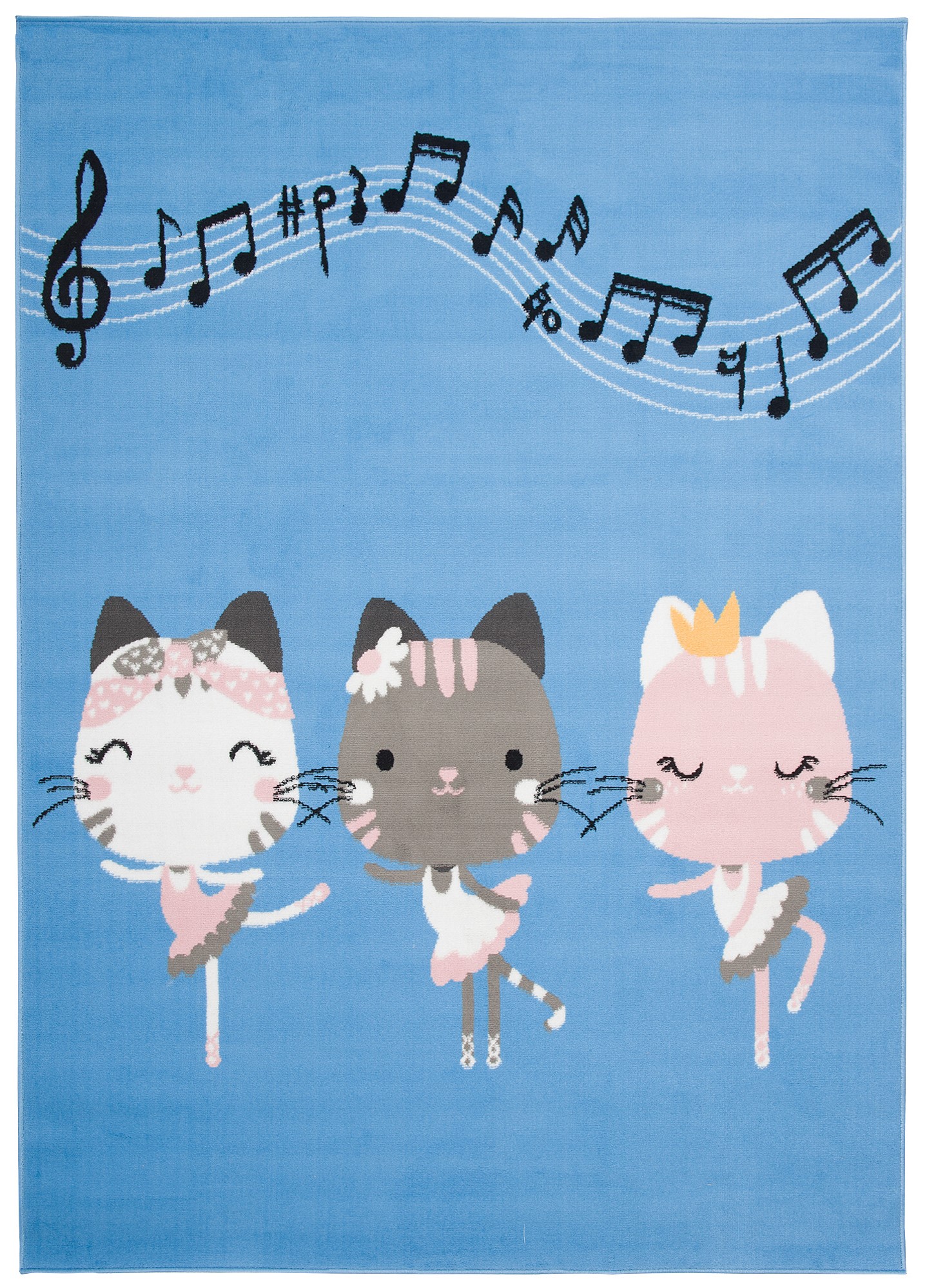 Area Rug Jolly Play Mat Blue Cat Dancers Music