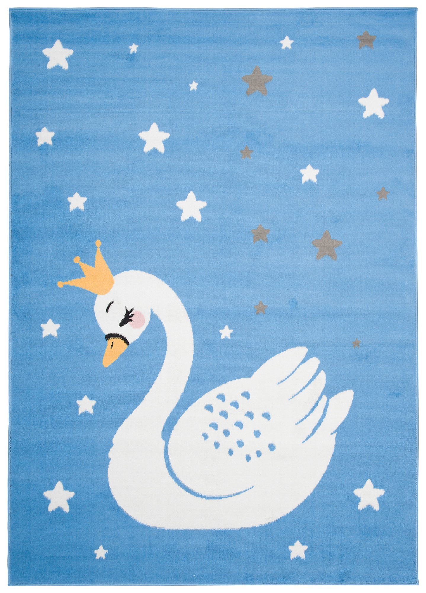 Area Rug Jolly Play Mat Blue White Swan Stars