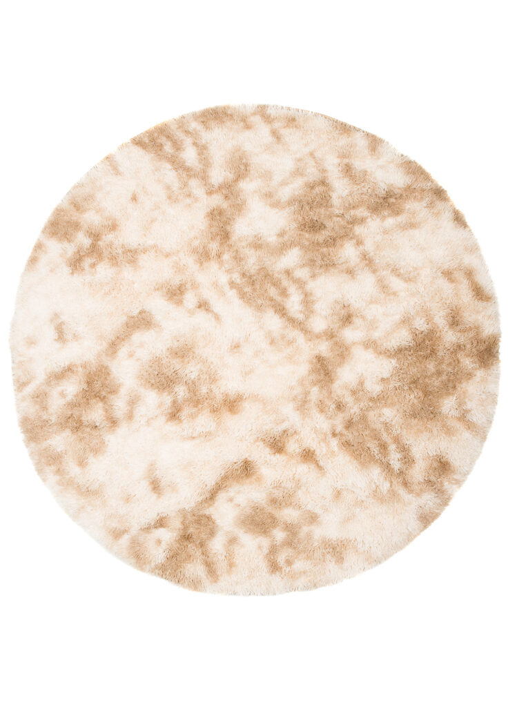 Area Rug Silk Dyed Round Shaggy Soft Non-Slip Beige