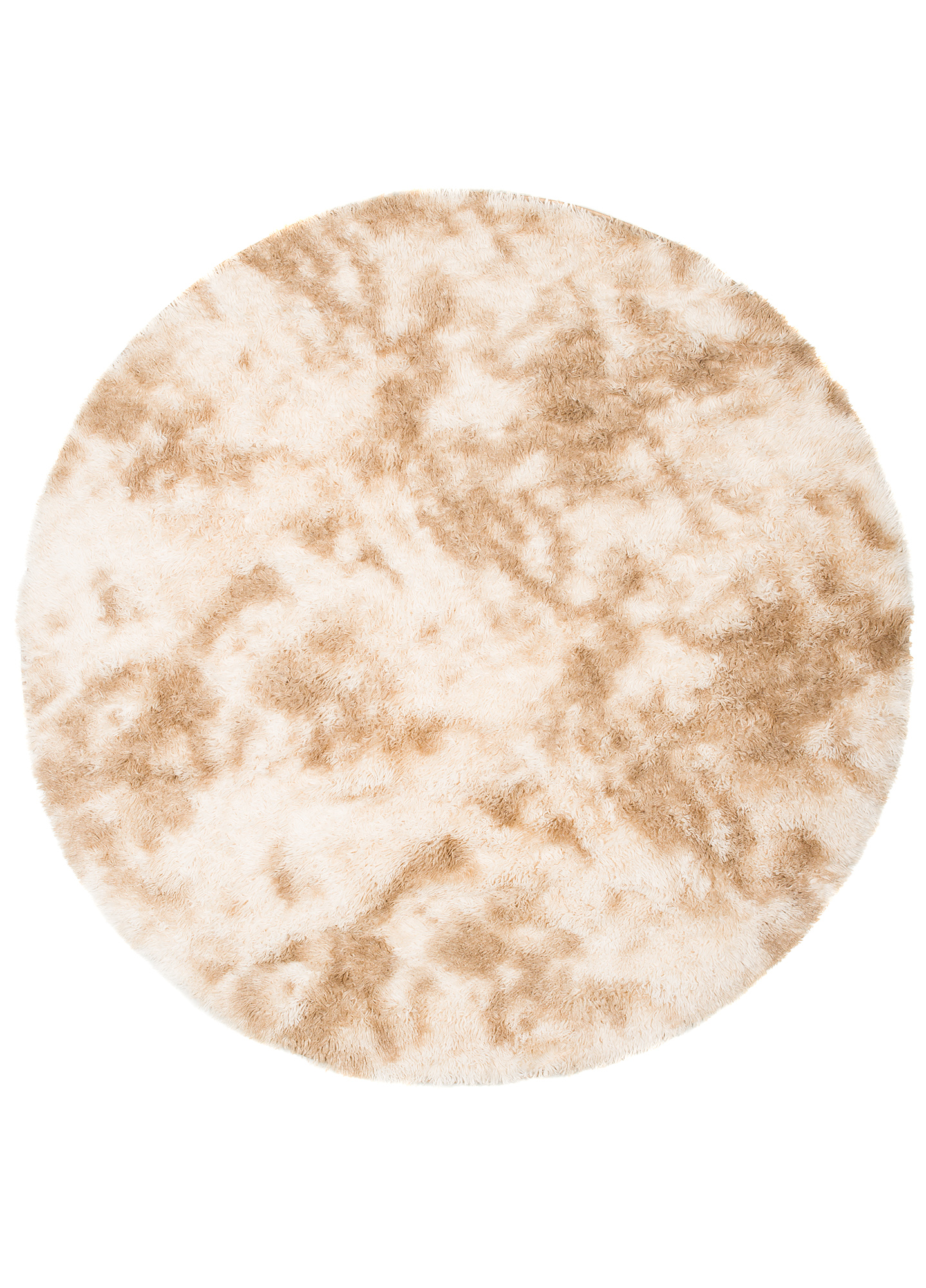 Area Rug Silk Dyed Round Shaggy Soft Non-Slip Beige