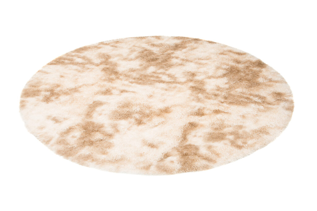 Area Rug Silk Dyed Round Shaggy Soft Non-Slip Beige