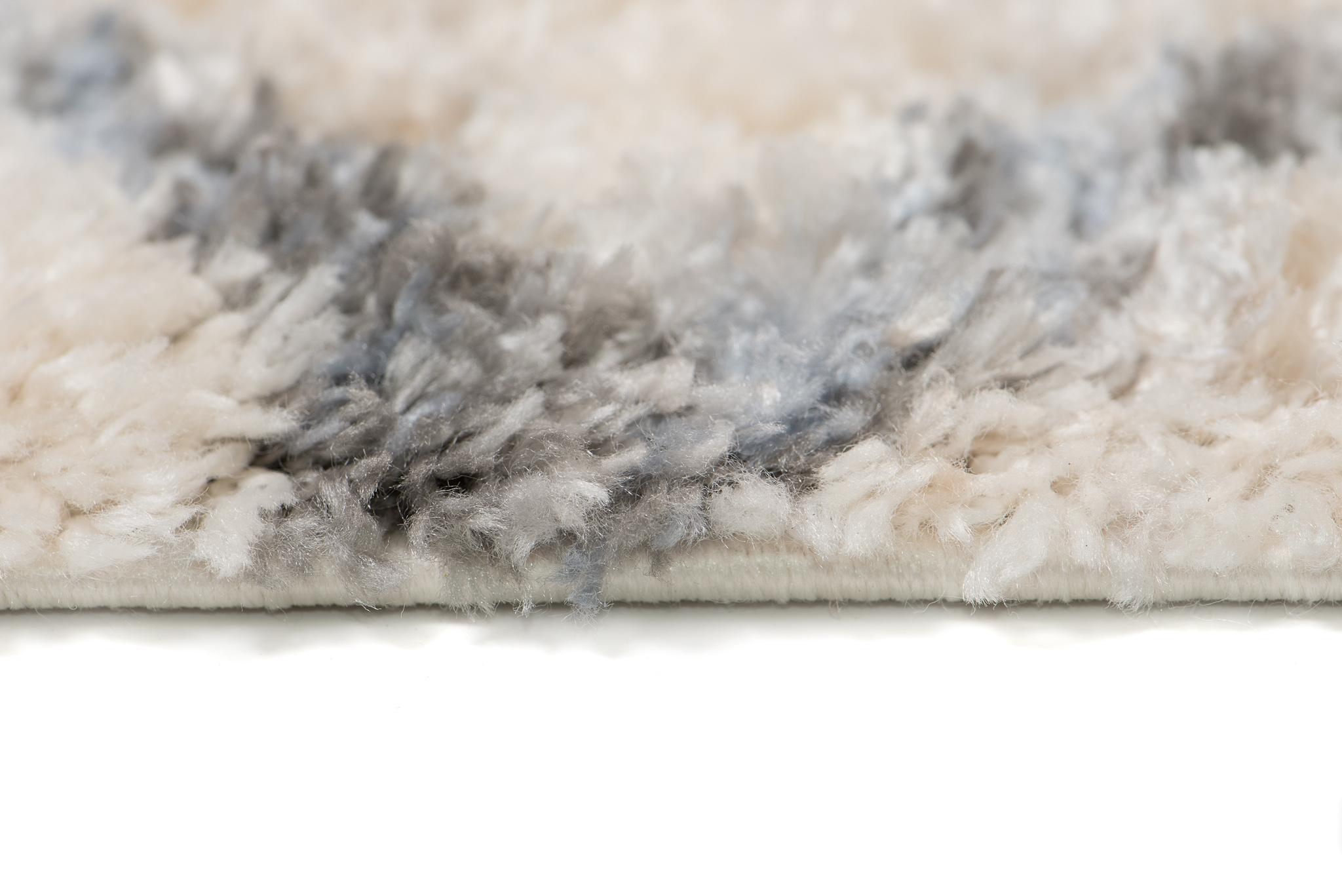 Area Rug Versay Fringes Shaggy Diamond Lines Cream