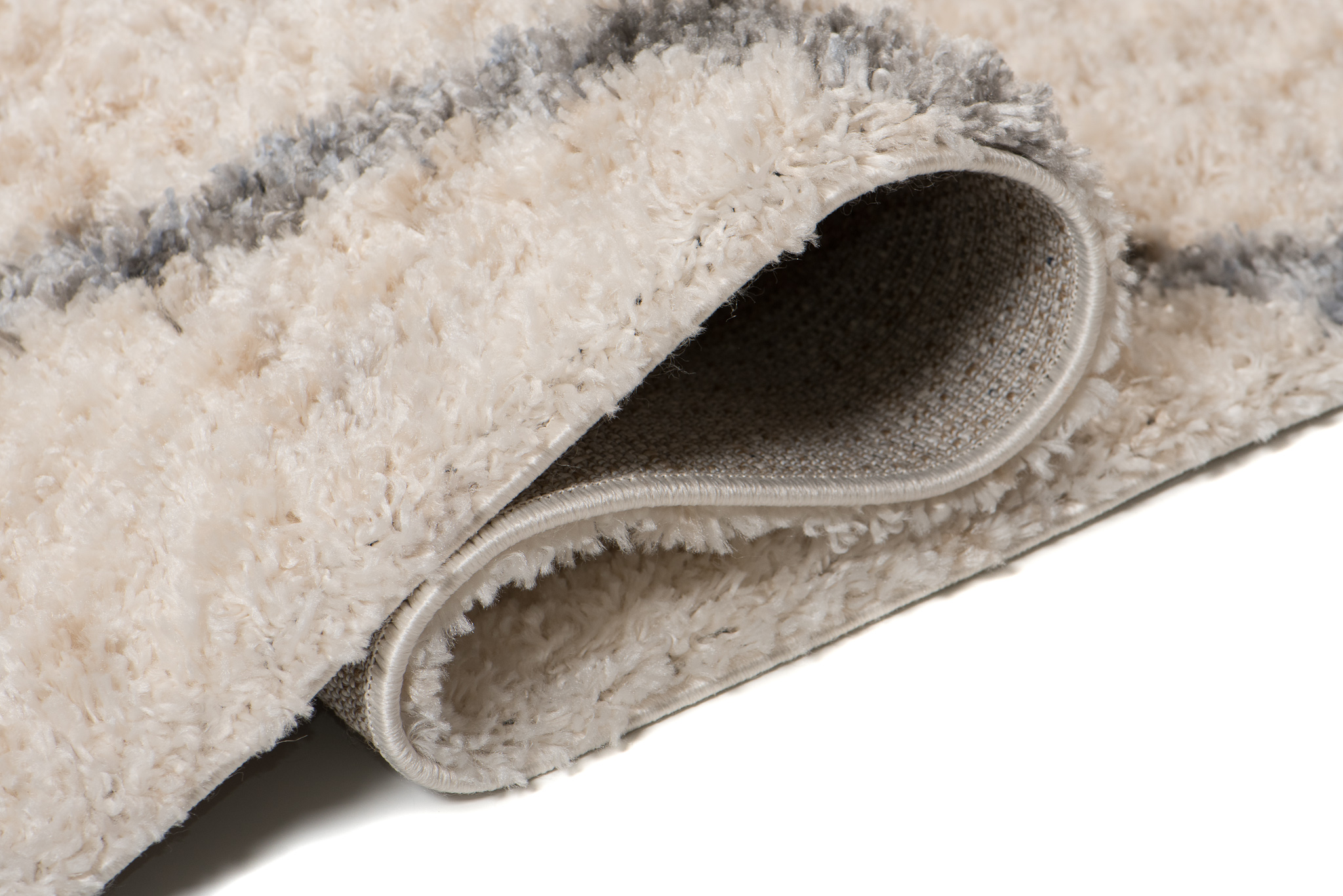Area Rug Versay Fringes Shaggy Diamond Lines Cream