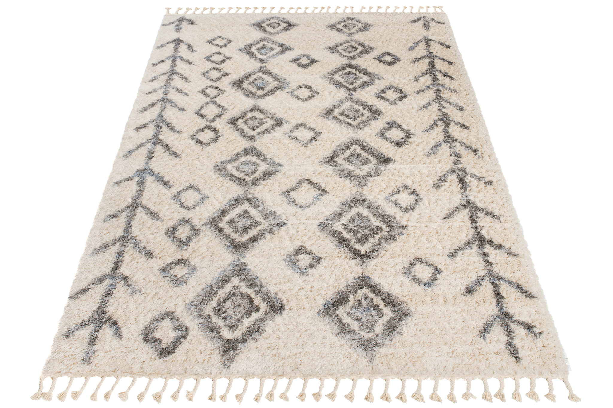 Area Rug Versay Fringes Shaggy Aztec Ethno Arrows Cream