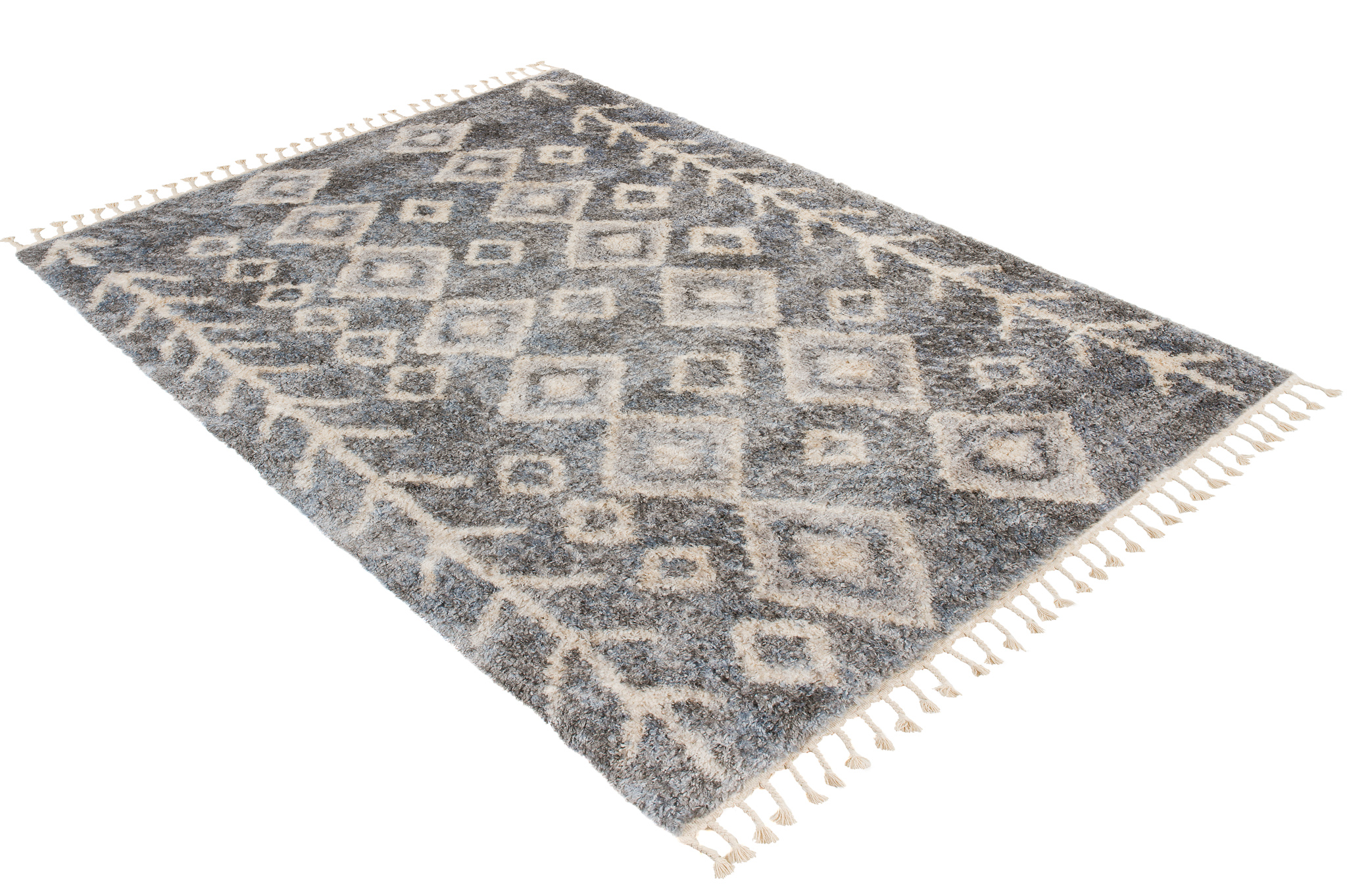 Area Rug Versay Fringes Shaggy Aztec Ethno Arrows Dark Grey