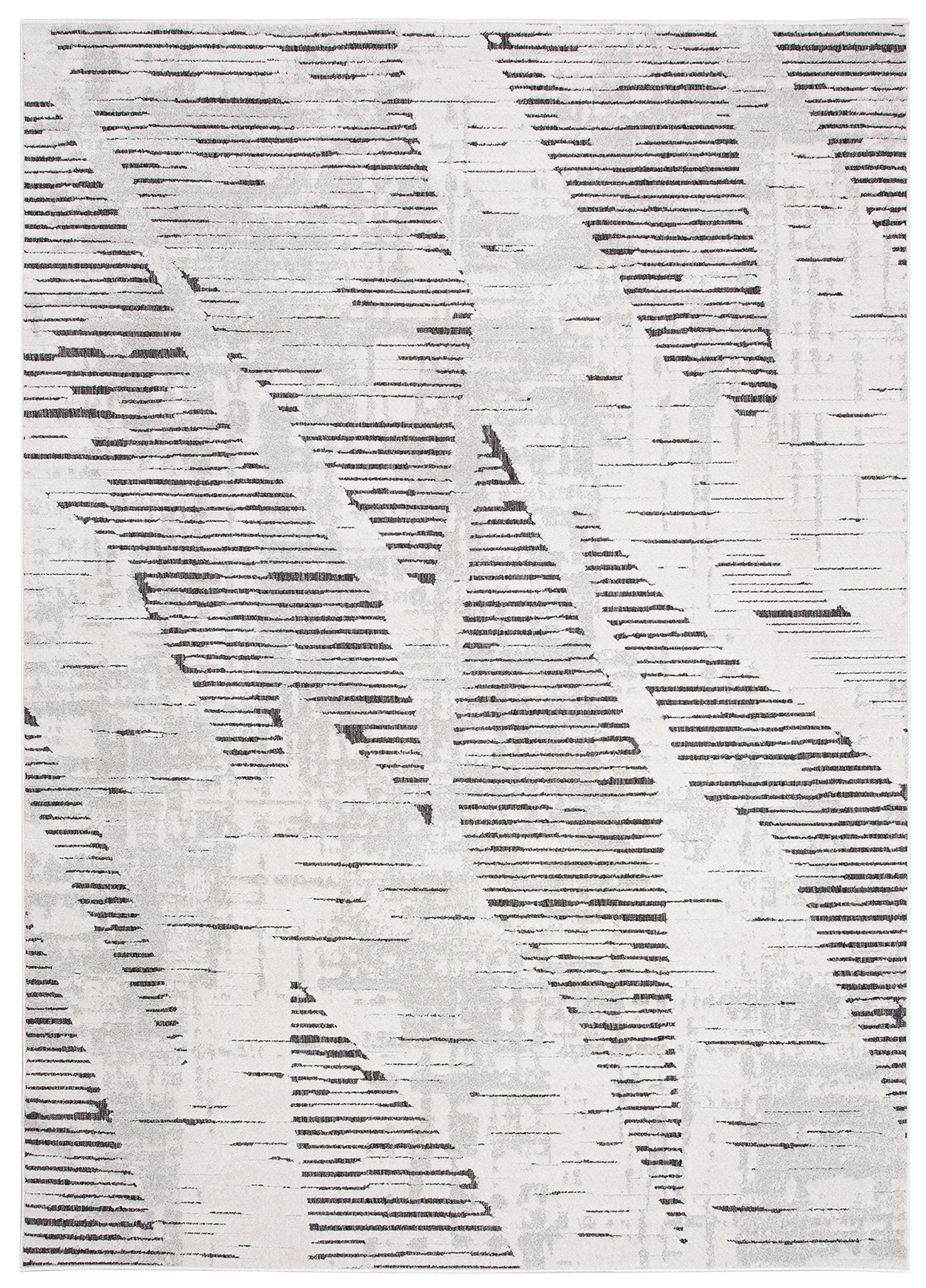 Area Rug Lotus Ivory Black Modern Abstract Shapes