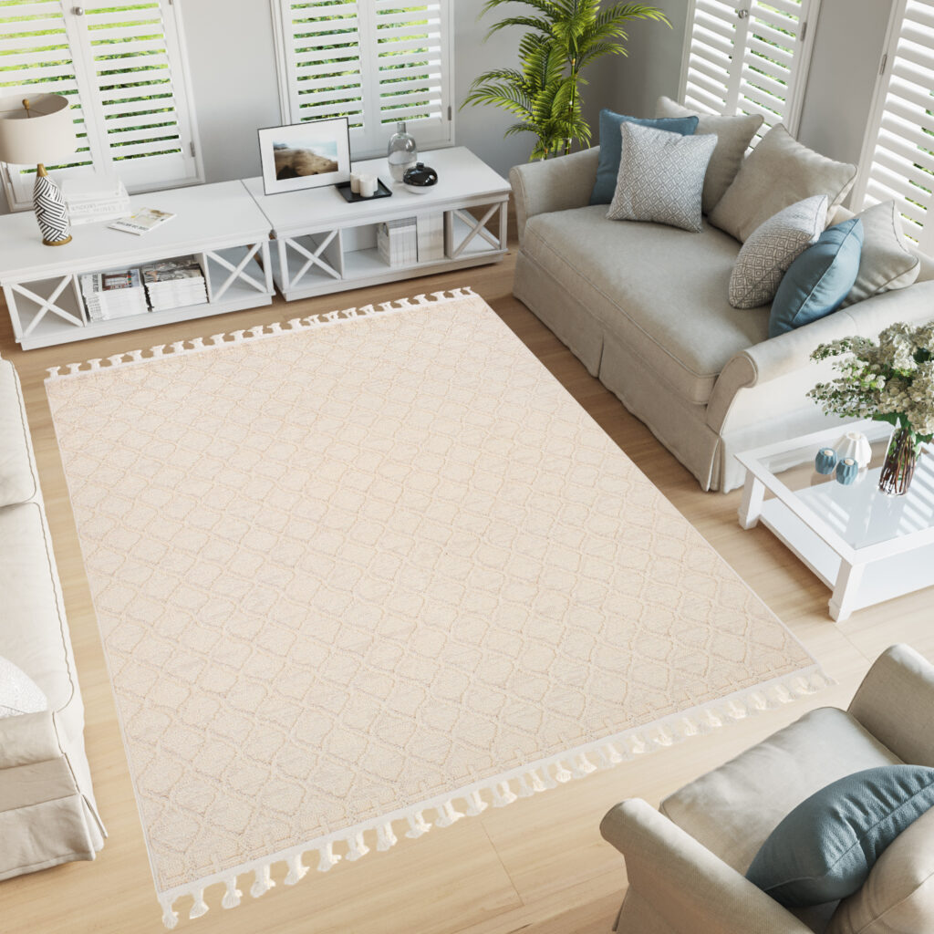Area Rug Rio Loop Outdoor Cream Trellis
