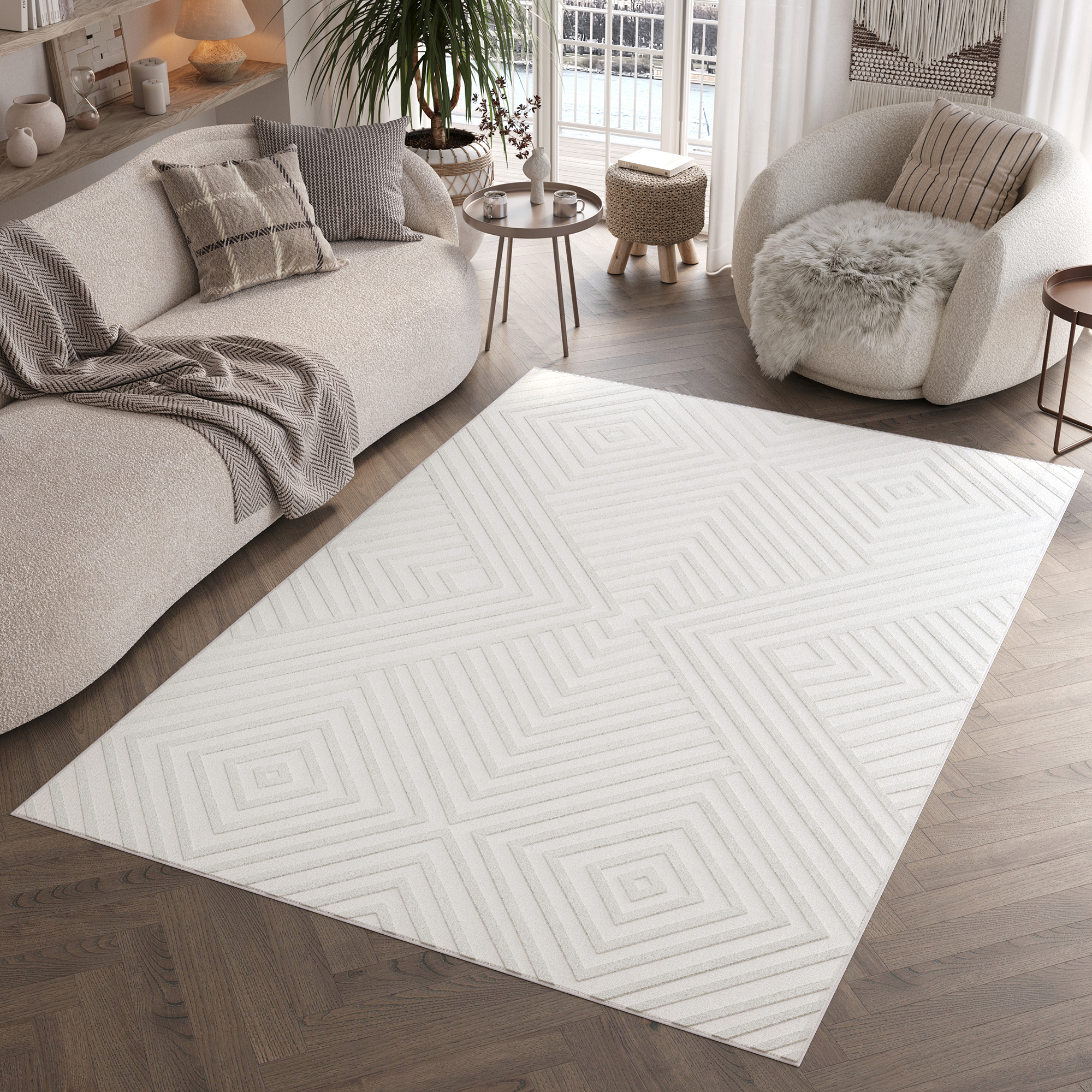 Area Rug Hygge Off-White Diamonds