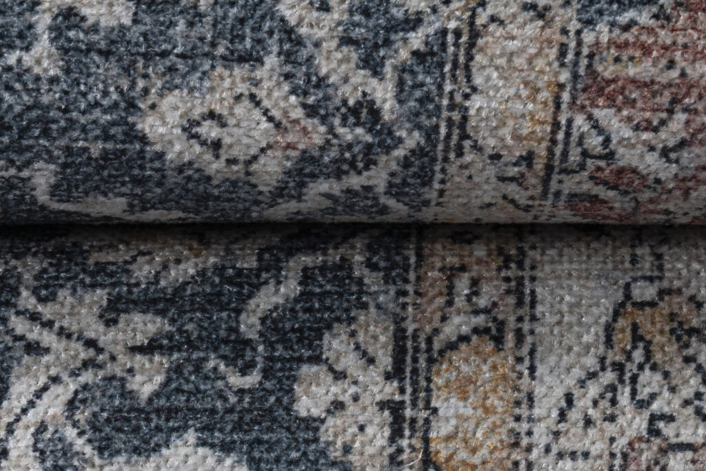 Area Rug Ritz Blue Cream Vintage Rosette