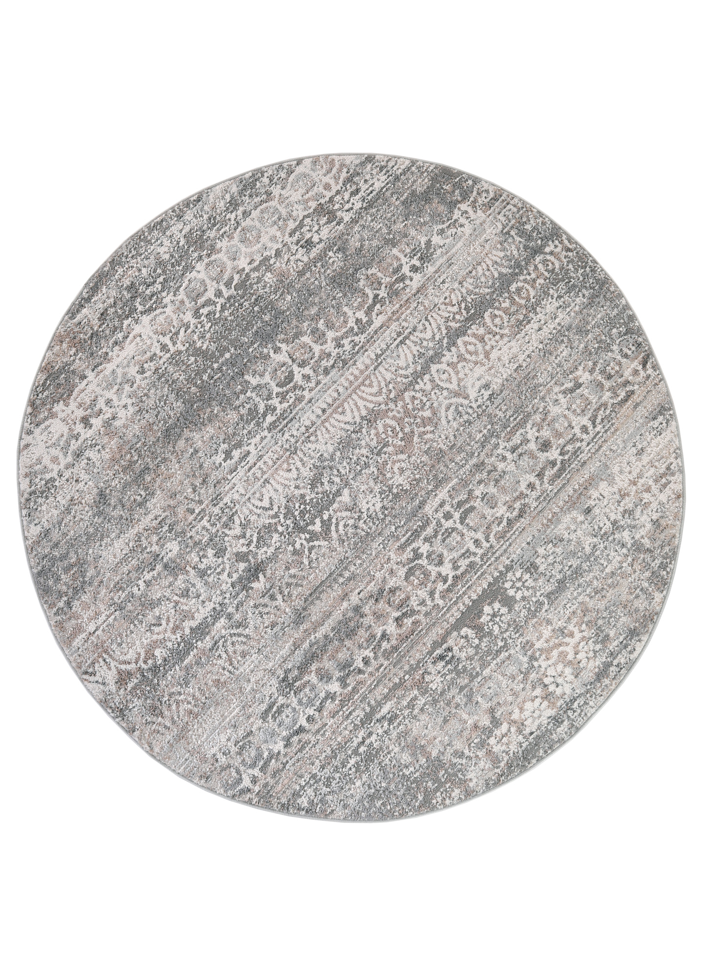 Area Rug Valley Round Grey Vintage Floral