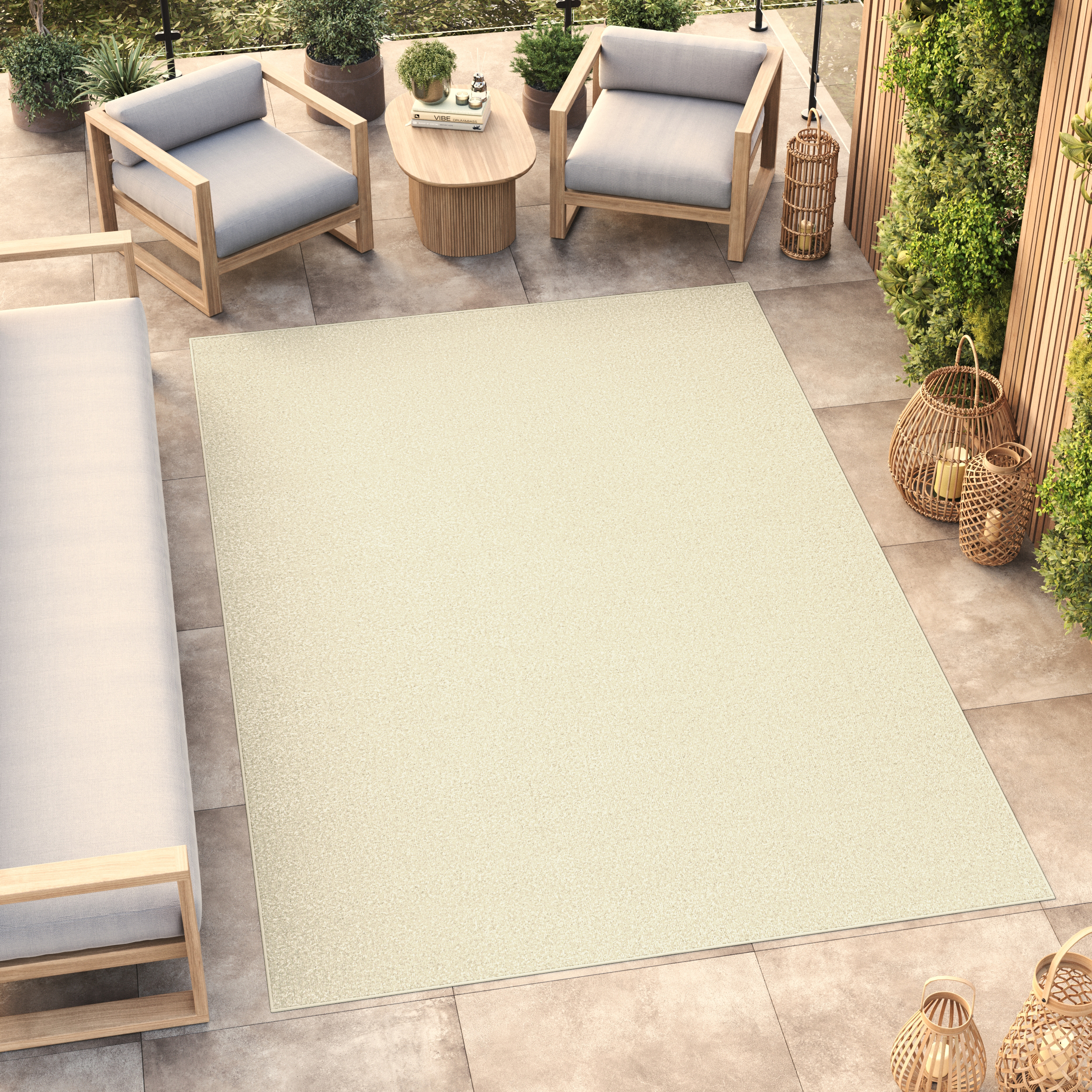 Area Rug Mono Indoor Outdoor Cream