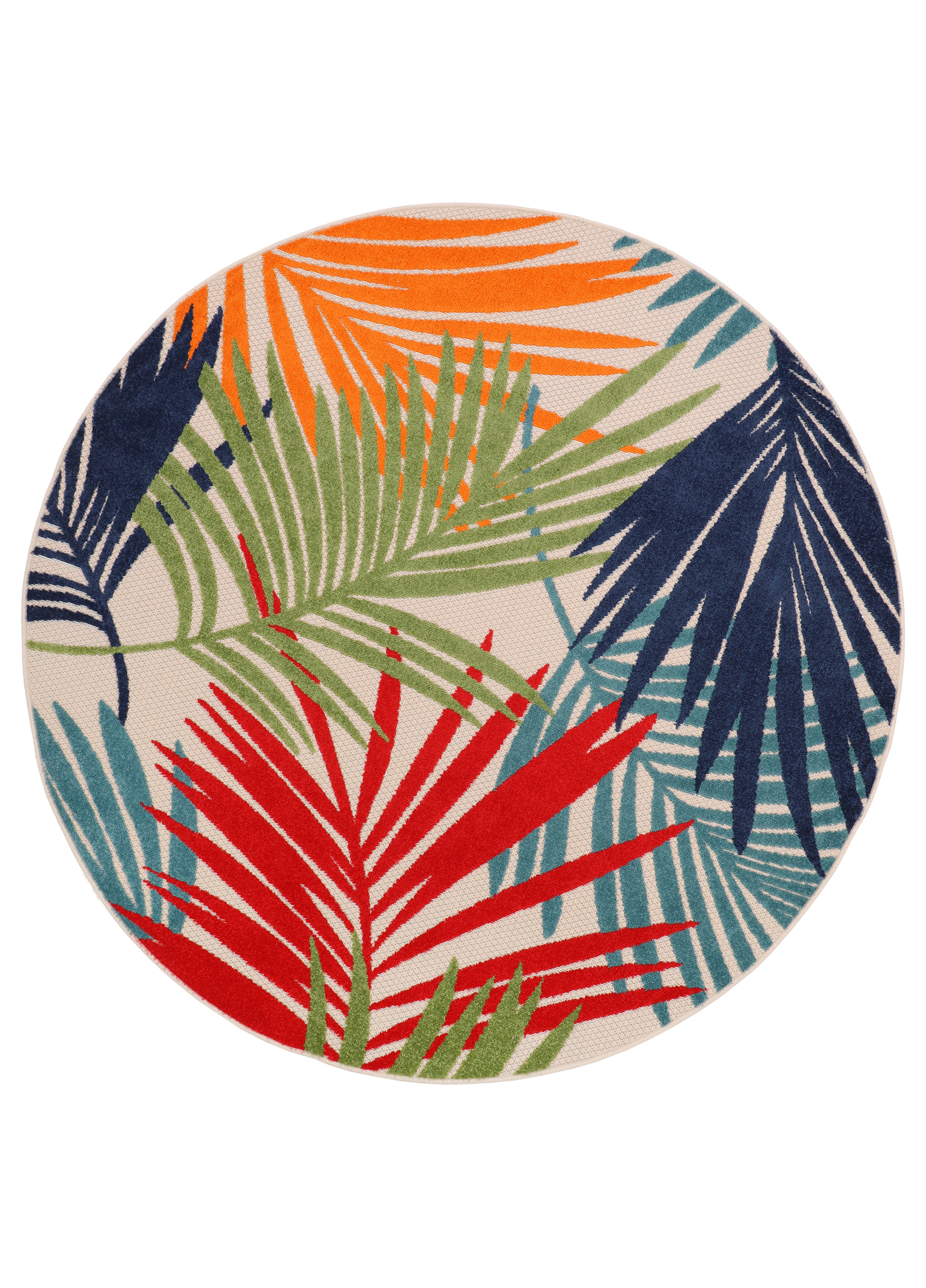 Outdoor Area Rug Patio Round Multicolour Leaves