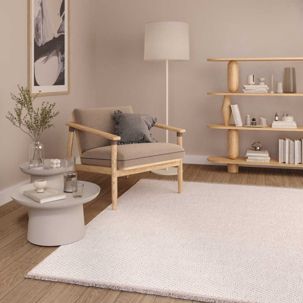 Area Rug Agra Beige Modern with Fringes