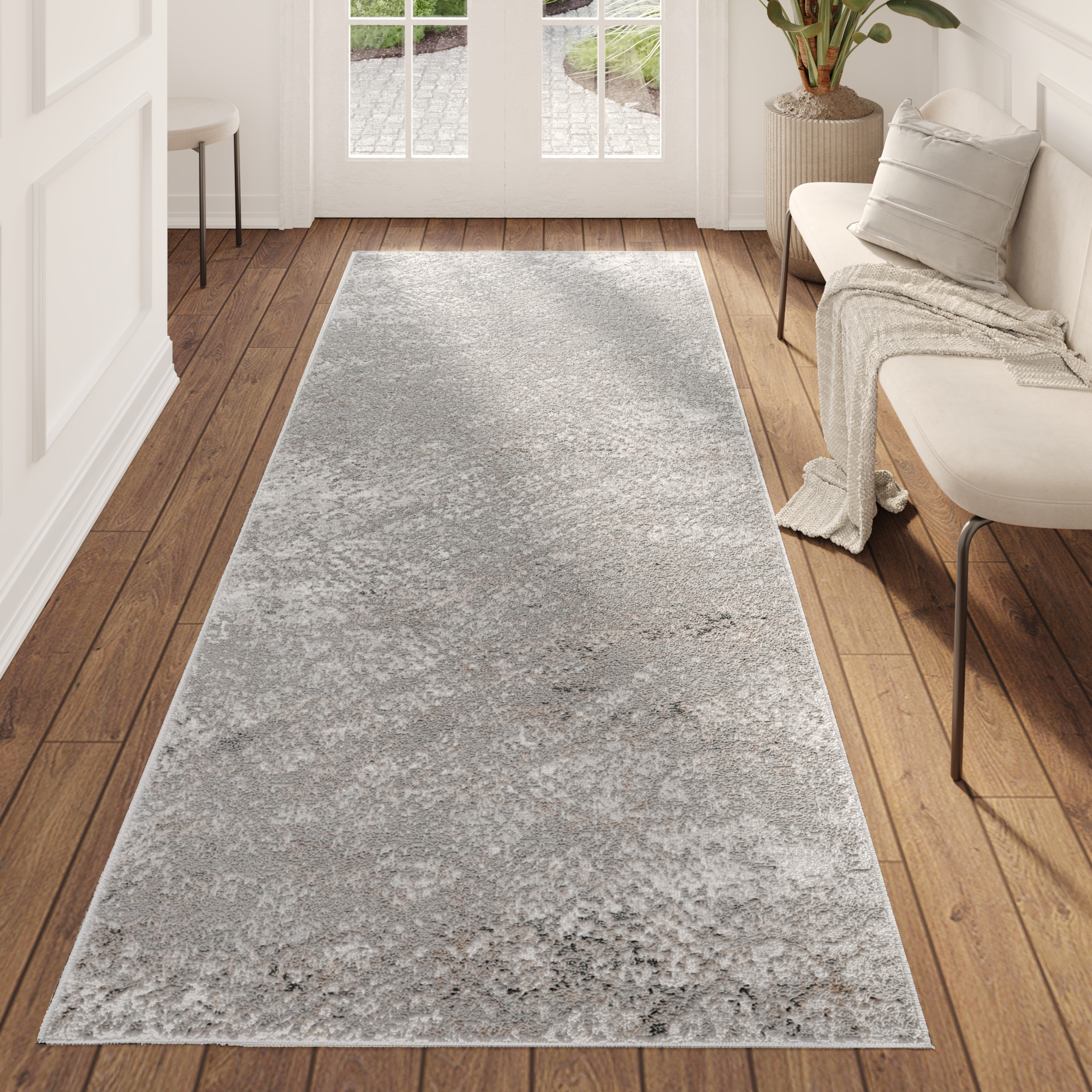 Carpet Runner Valley Dark Grey Abstract Lines