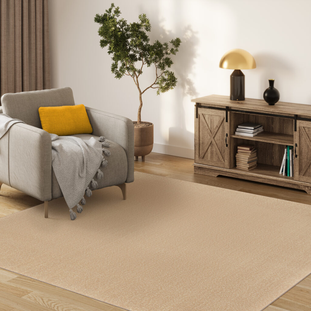 Area Rug Mono Square Indoor Outdoor Beige