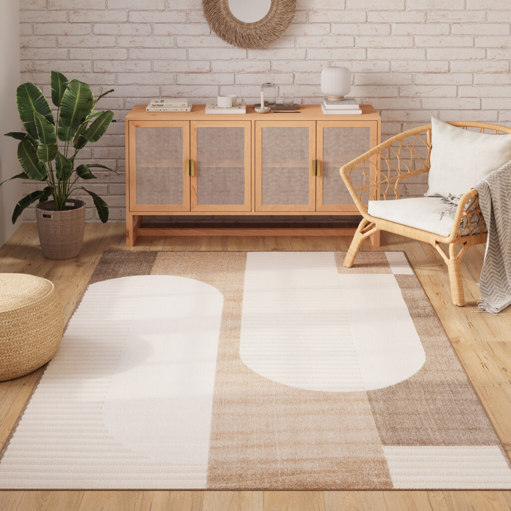 Area Rug Patio Outdoor Cream Brown