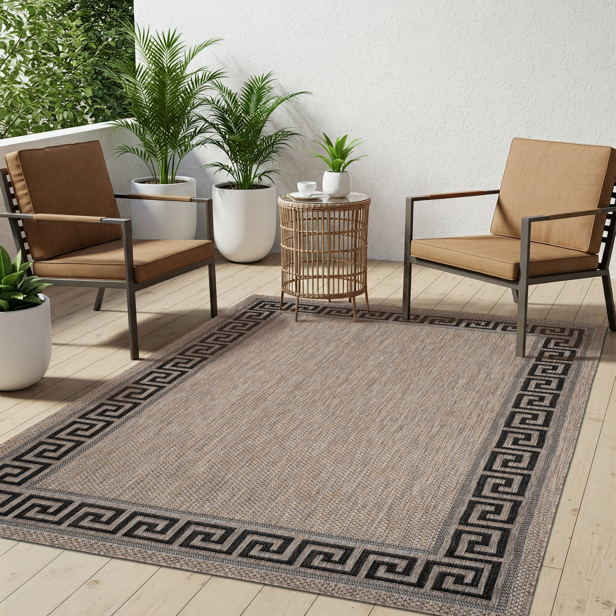 Area Rug Melissa Brown Black ZigZag Indoor Outdoor