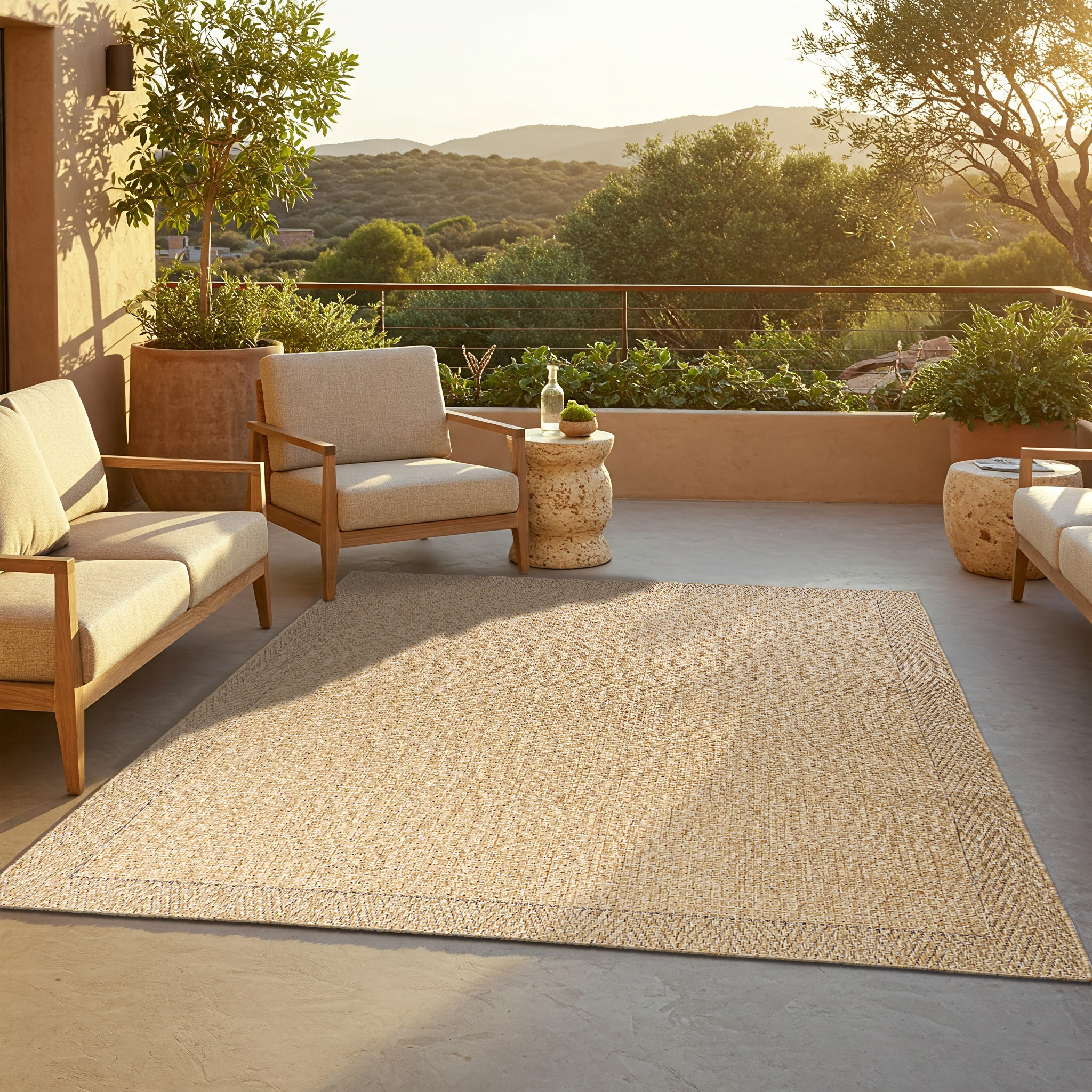 Outdoor Area Rug Yucana Beige Frame
