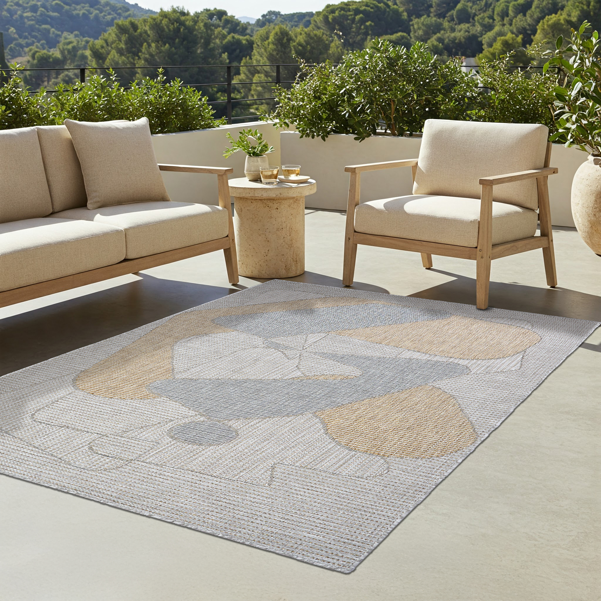 Outdoor Area Rug Yucana Grey Abstract