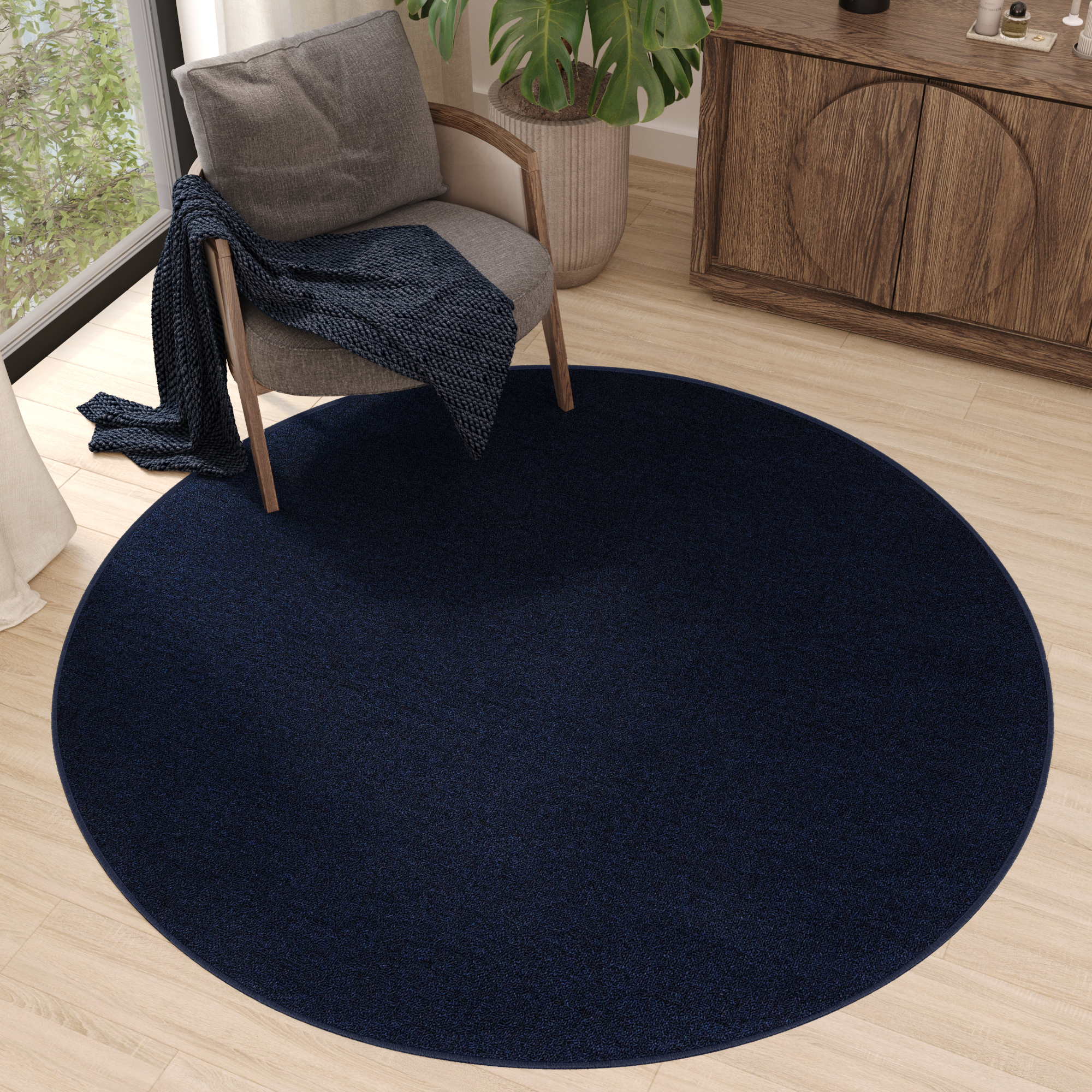 Area Rug Nizza Round Navy Modern Anti-Slip