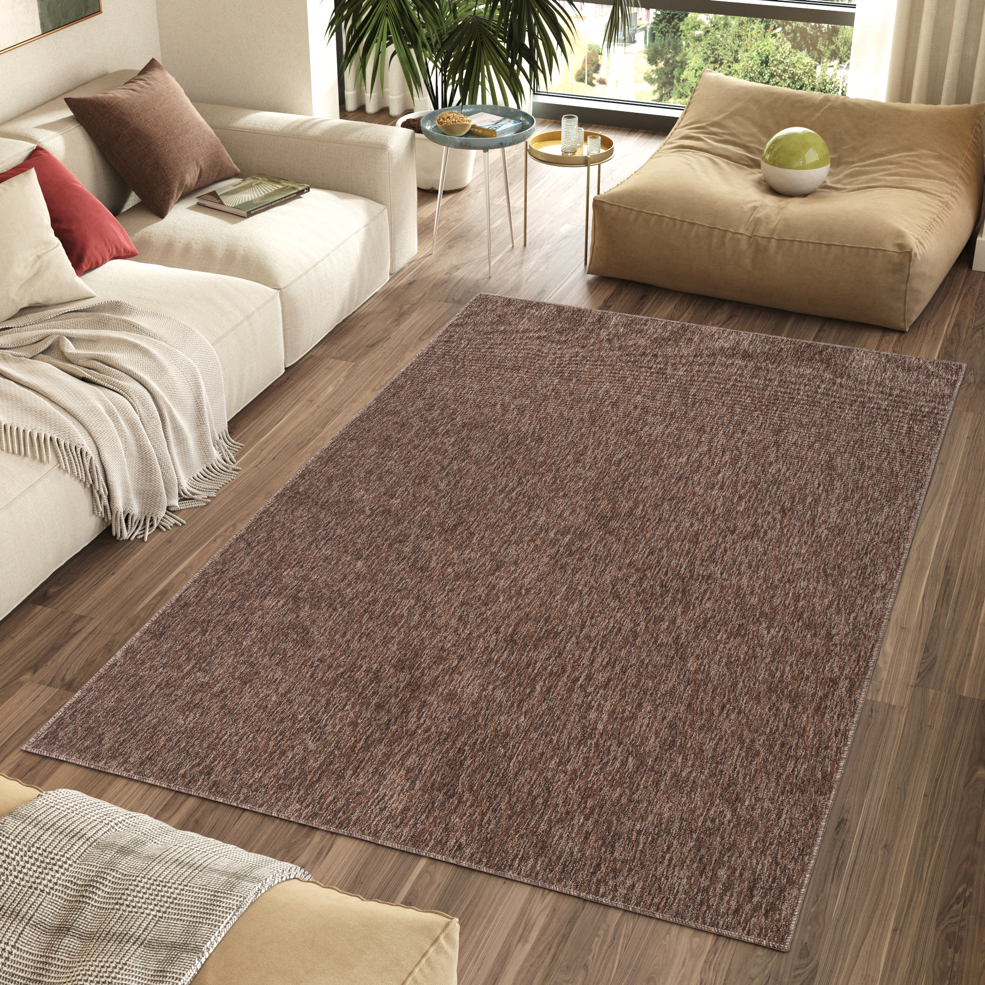 Area Rug Nizza Brown Melange Anti-Slip