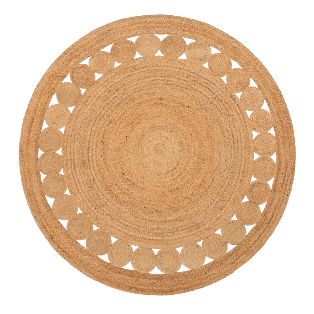 Jute Area Rug Round Circles