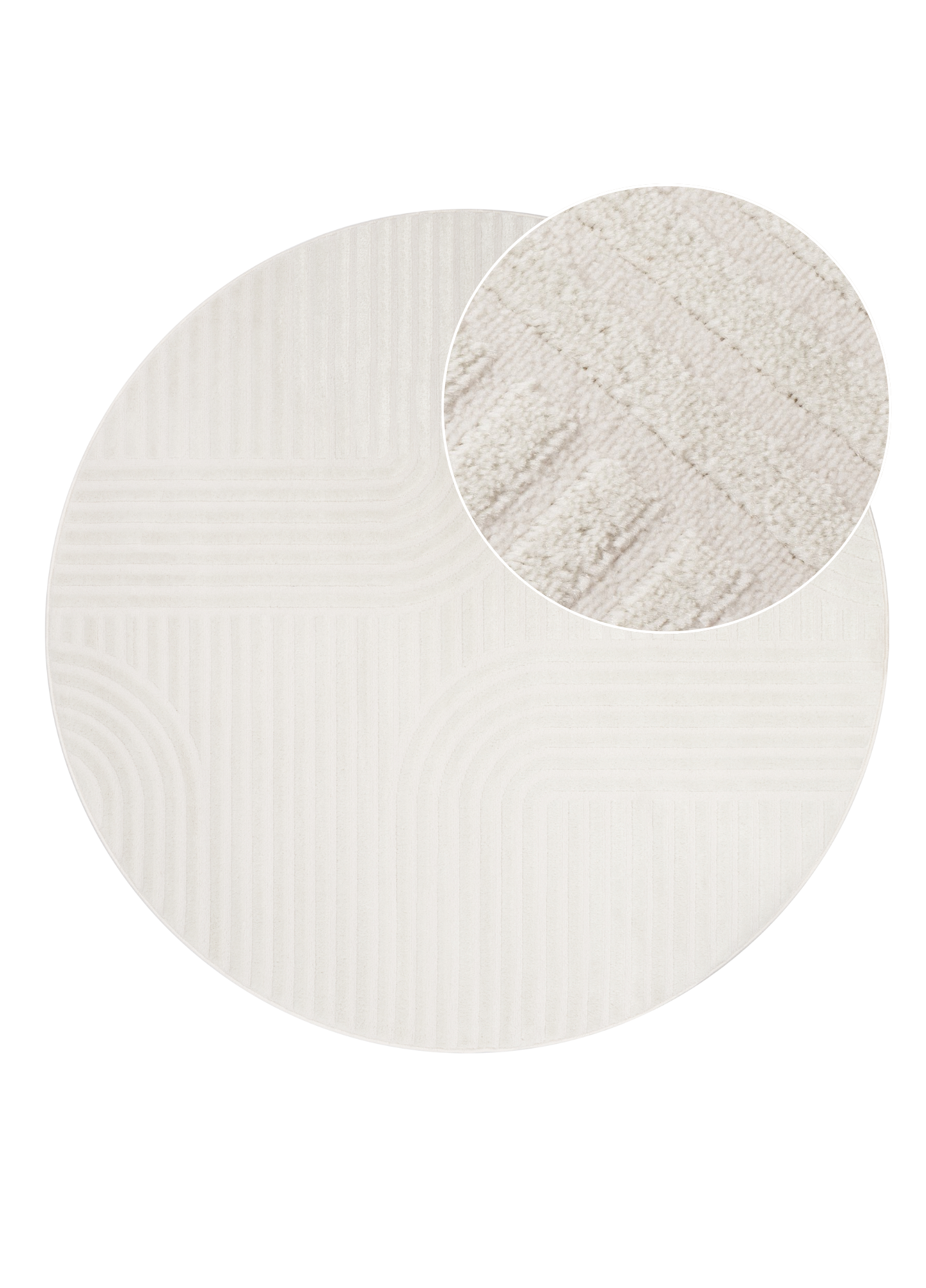Area Rug Hygge Round Off White Stripes