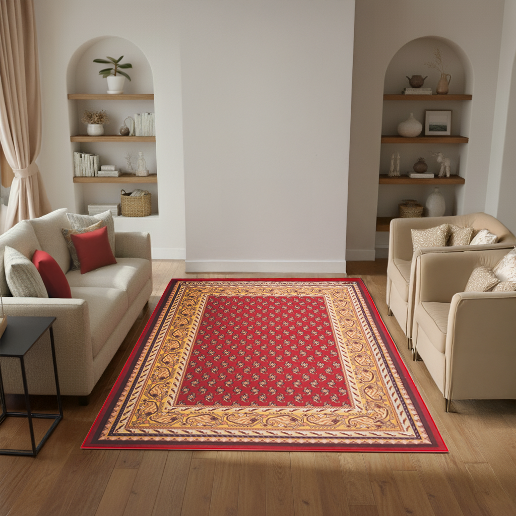 Area Rug Nora Red Traditional Anti-Slip