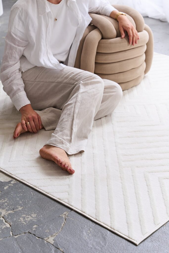 Area Rug Hygge Square Off-White Diamonds