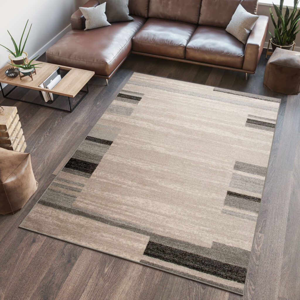 Area Rug Sari Beige Grey Frame