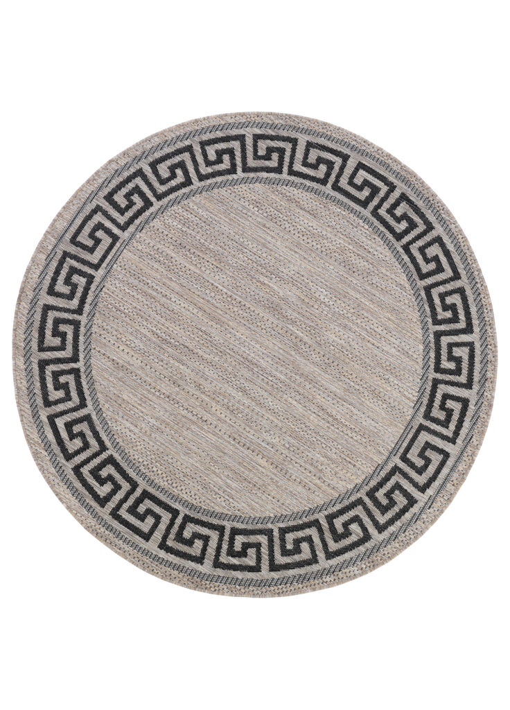 Area Rug Melissa Round Brown Black ZigZag Indoor Outdoor