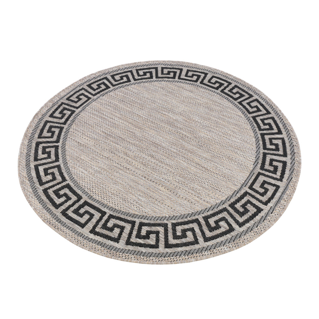Area Rug Melissa Round Brown Black ZigZag Indoor Outdoor