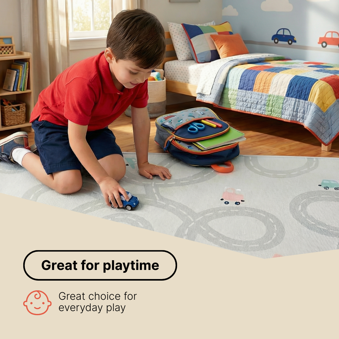 Children’s Rug Snooki Pastel Roads Beige Non-Slip - Image 7