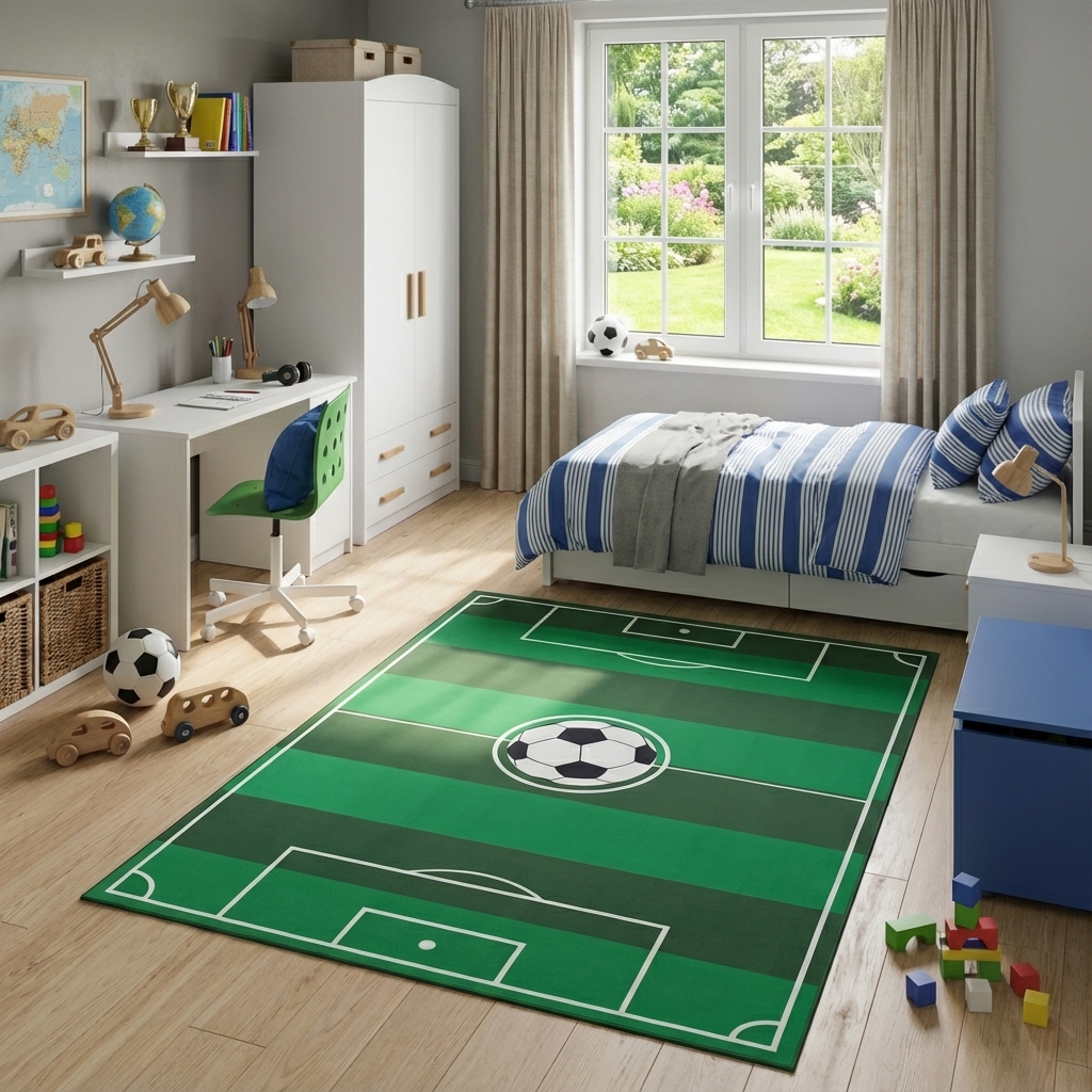 Children’s Rug Snooki Soccer Field Green Non-Slip