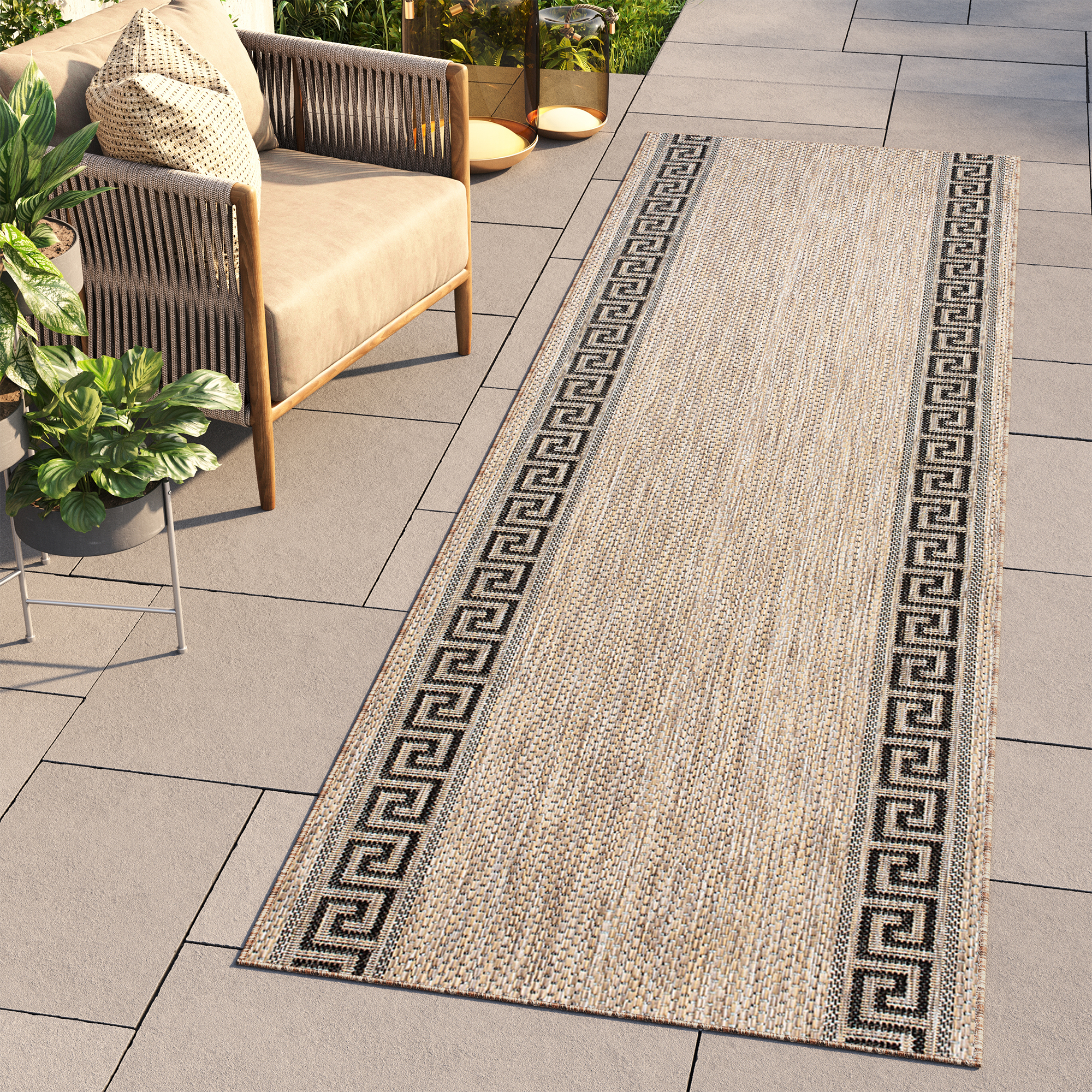 Carpet Runner Melissa Brown Black Zigzag Indoor Outdoor