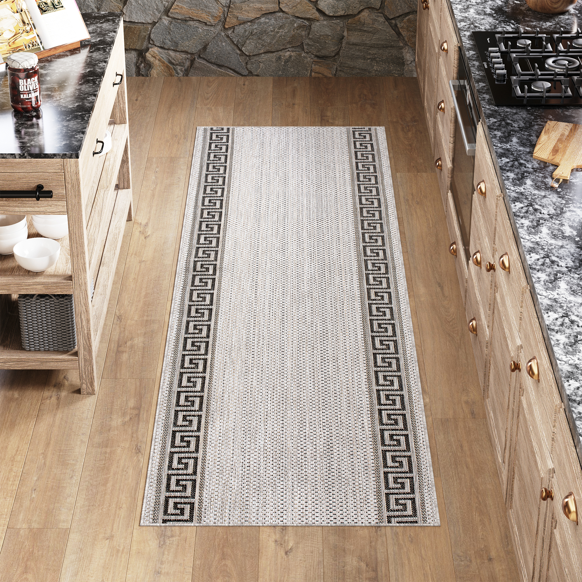 Carpet Runner Melissa Grey Black Zigzag Indoor Outdoor