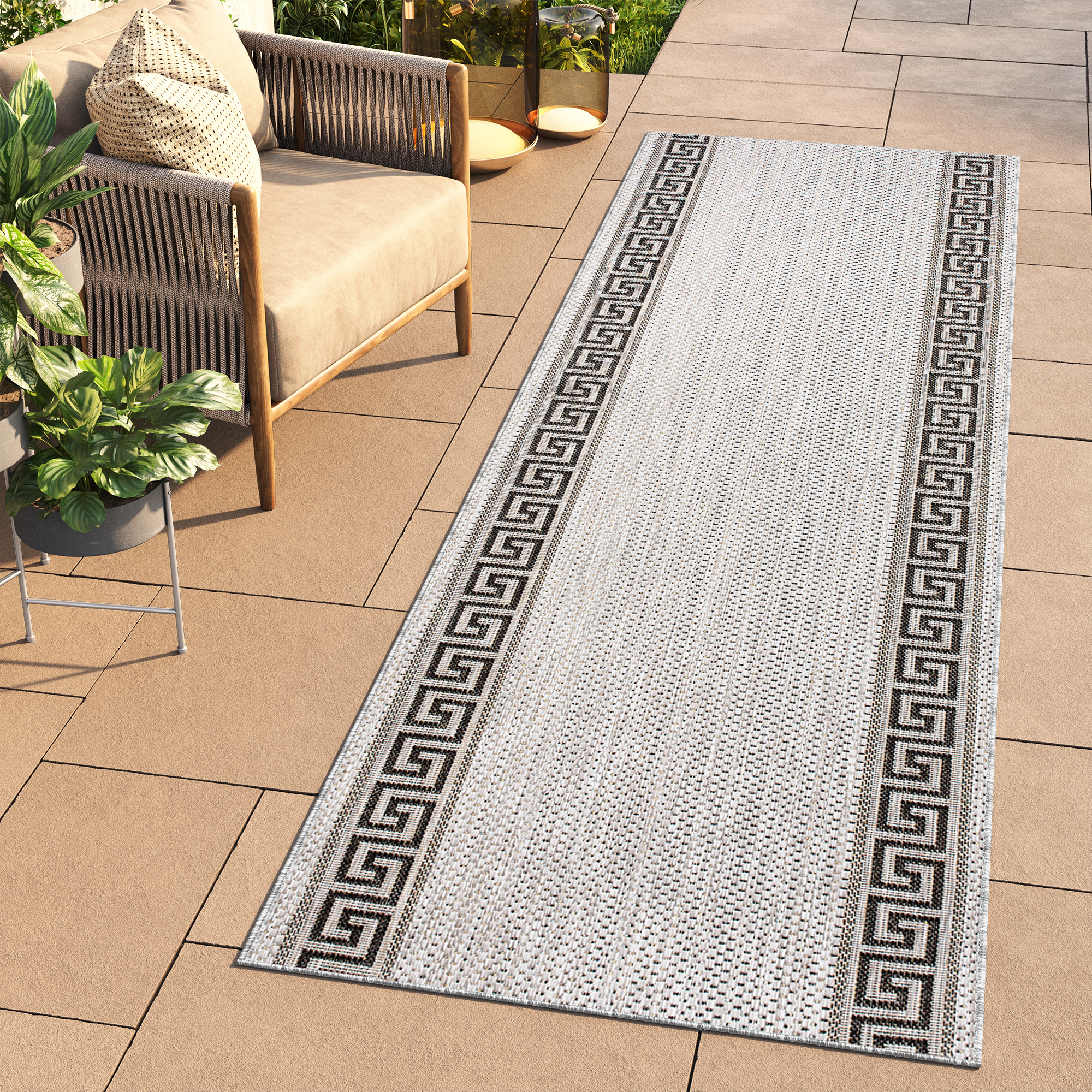 Carpet Runner Melissa Grey Black Zigzag Indoor Outdoor