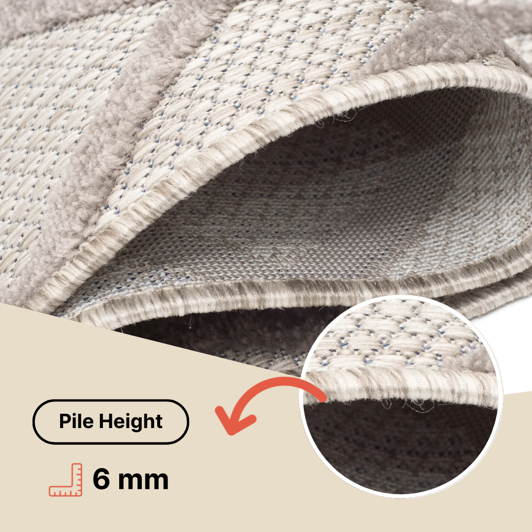 Area Rug Patio Outdoor Cream Grey Leaves
