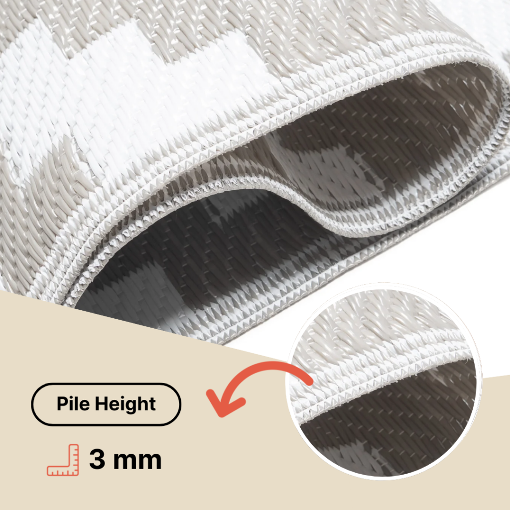 Area Rug Ibiza Outdoor Reversible Waterproof Grey White